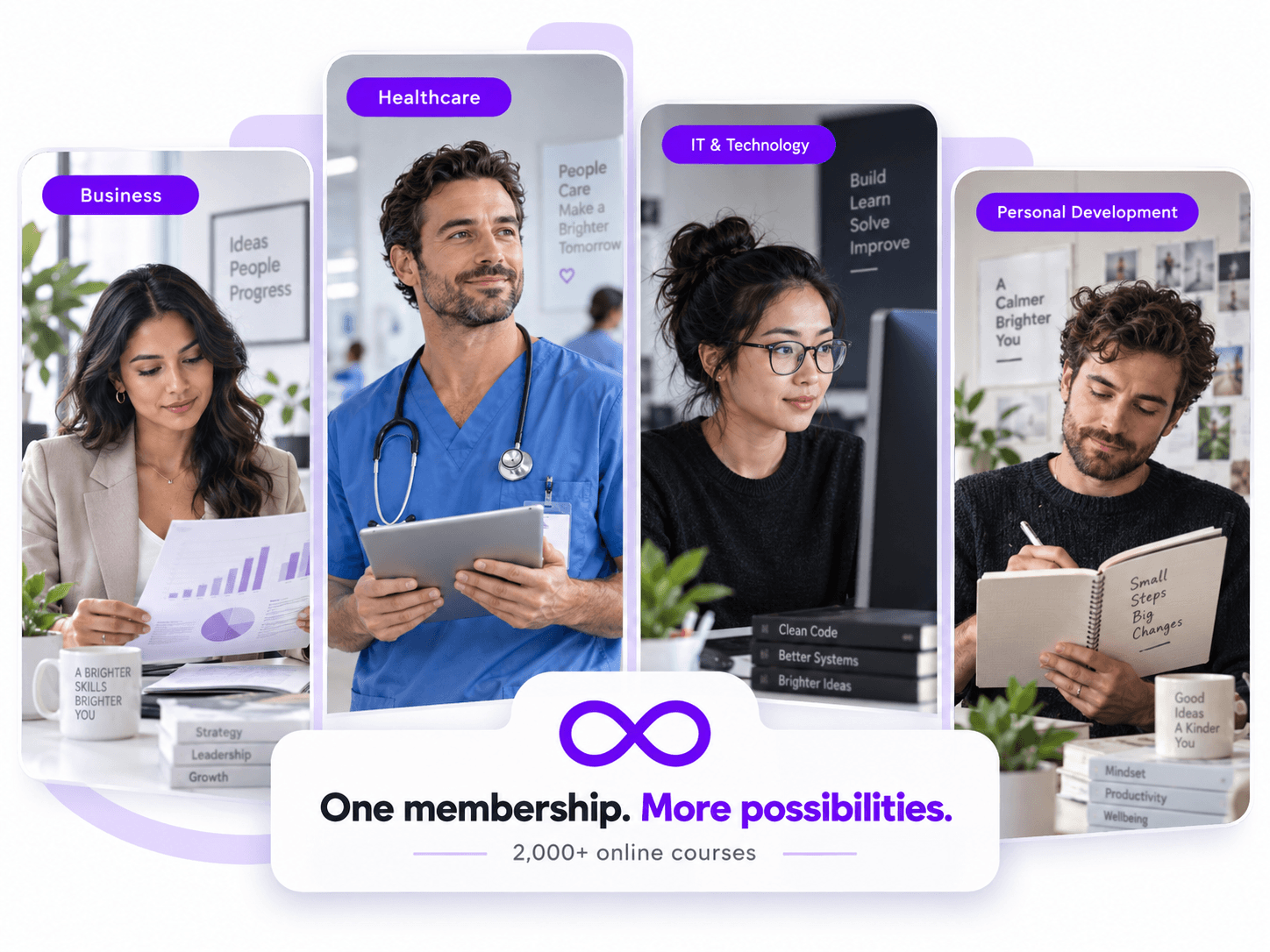 Explore business, healthcare, IT and technology, and personal development with one Online Training Academy membership.